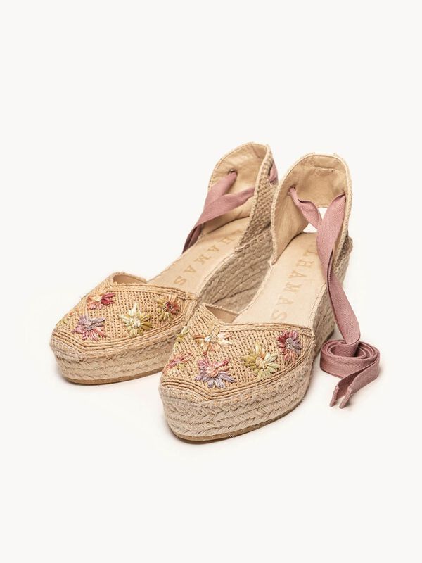 Alpargata Romero Cuña Media Plataforma Rafia Fl... image number null