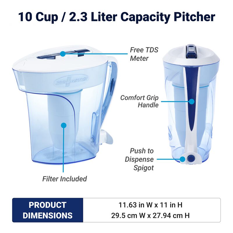 Filtro De Agua Pitcher Zerowater, 10 Tazas, Lis... image number null