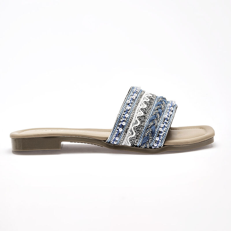 Mora Tierra sandalia piso para mujer azul blanc... image number null