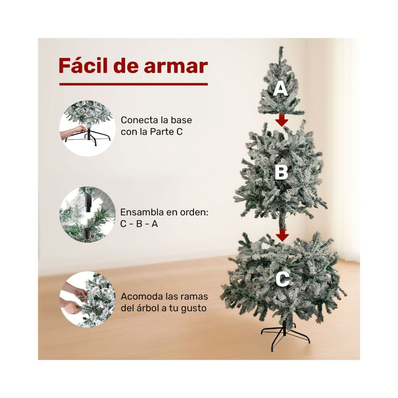 Arbol Navidad Nevado 2.10m Pino Navide&ntilde;o Copos ... image number null