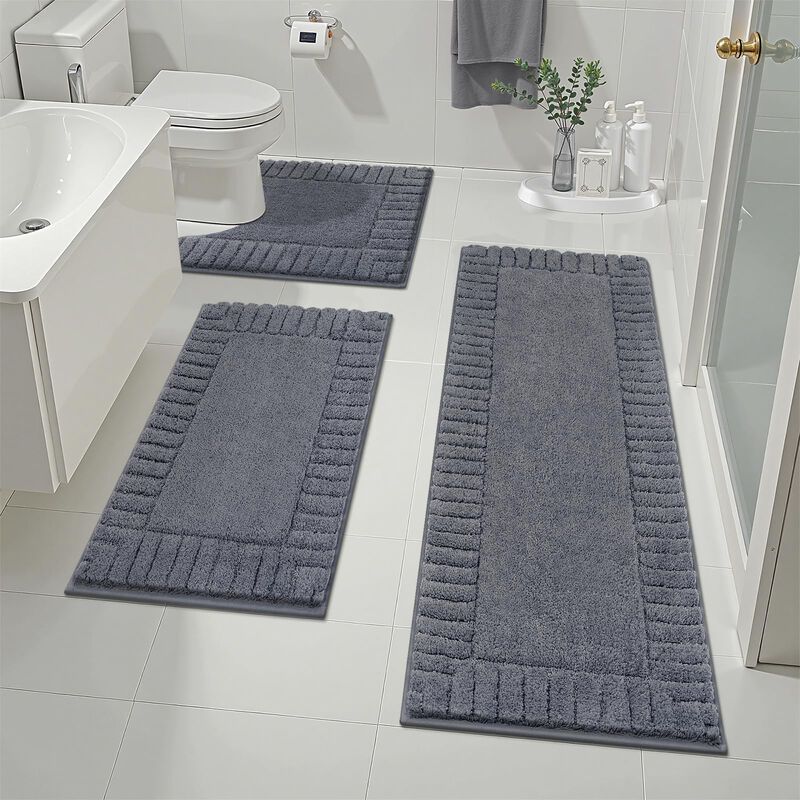 Juego De 3 Alfombras De Ba&ntilde;o Pauwer De Microfib... image number null