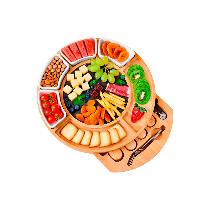 Tabla para Quesos  Redonda de Bamb&uacute; con Cuchill... image number null