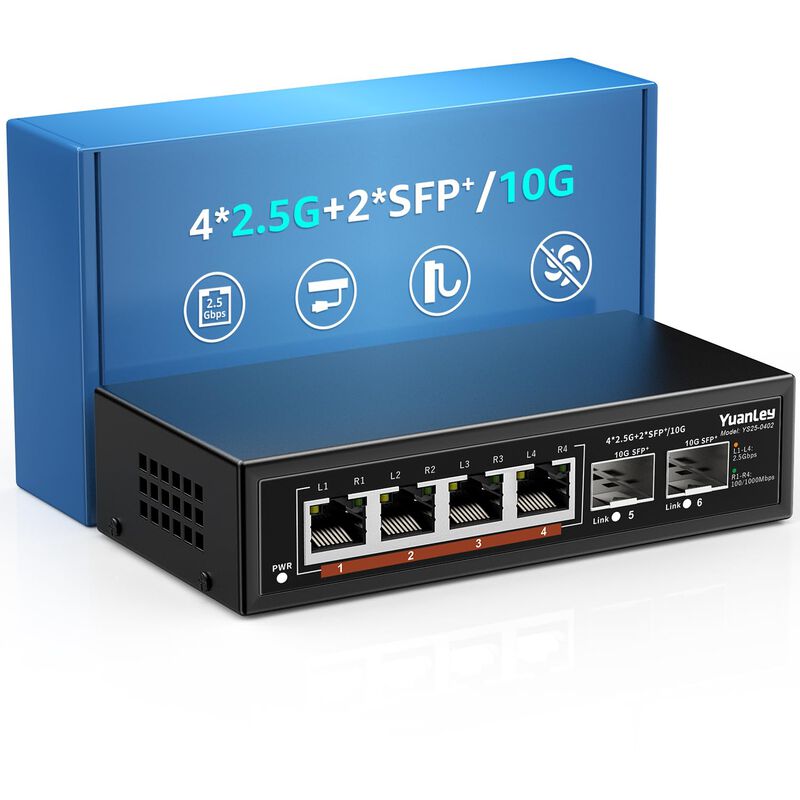 Conmutador Ethernet Yuanley De 2,5 G, 6 Puertos... image number null