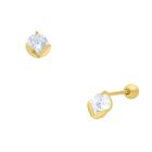 Broqueles De Oro Amarillo De 14k Con Zirconia