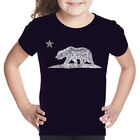 Camiseta Word Art Para Ni&ntilde;a - Oso de California - Negro