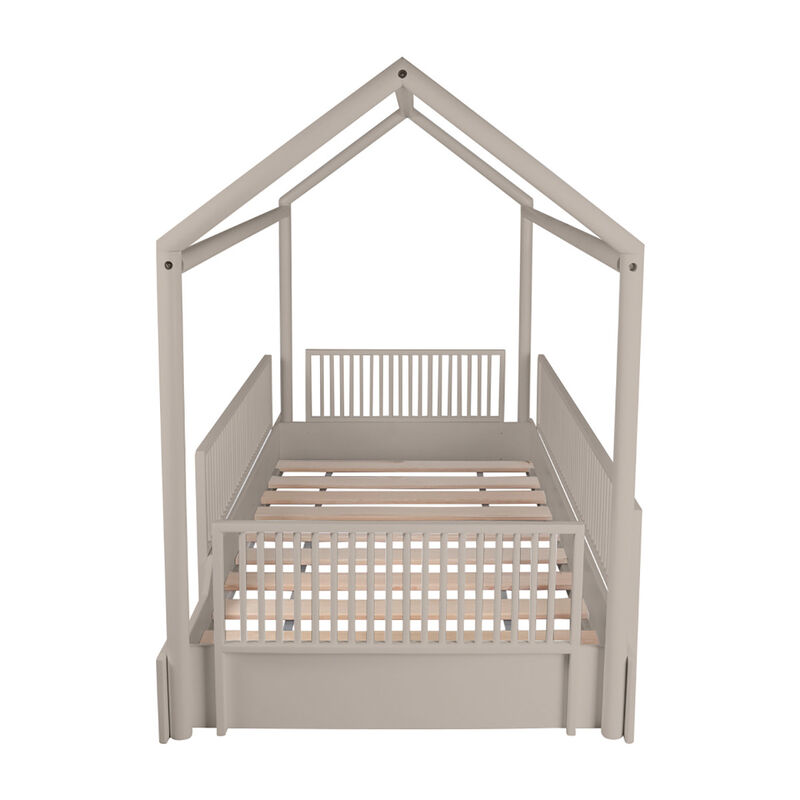 Cama Casa de Madera Montessori Individual Gris ... image number null