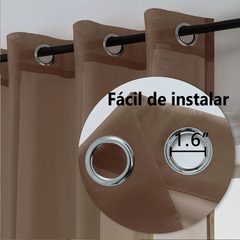 Cortinas Transl&uacute;cidas 2 Paneles 140x220 cm Colo... image number null