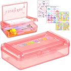 Estuche De L&aacute;pices Fainne 20.5x12.5x5.7 cm Rosa Con 3 Pegatinas