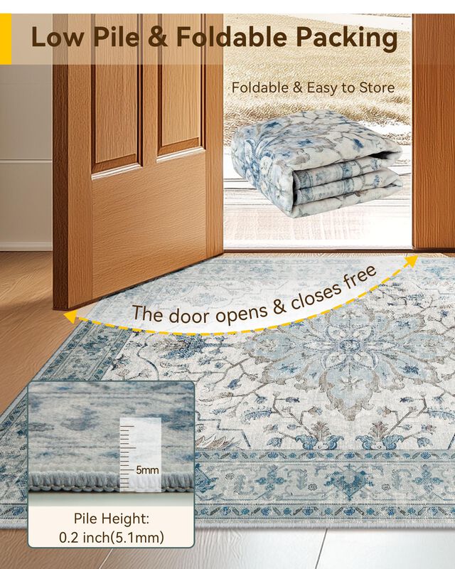 Alfombra De &Aacute;rea Releany 61 cm Azul/blanco/gris... image number null