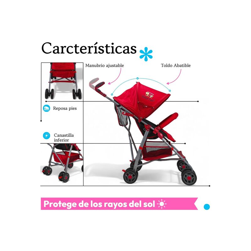Carriola Para Beb&eacute; De Bast&oacute;n 502B Compacta, Ple... image number null