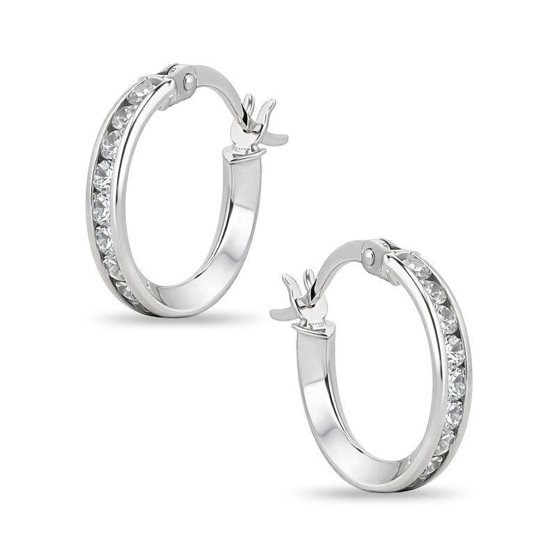 Arracadas Oro Blanco 10k Con Zirconias 10 mm | ... image number null