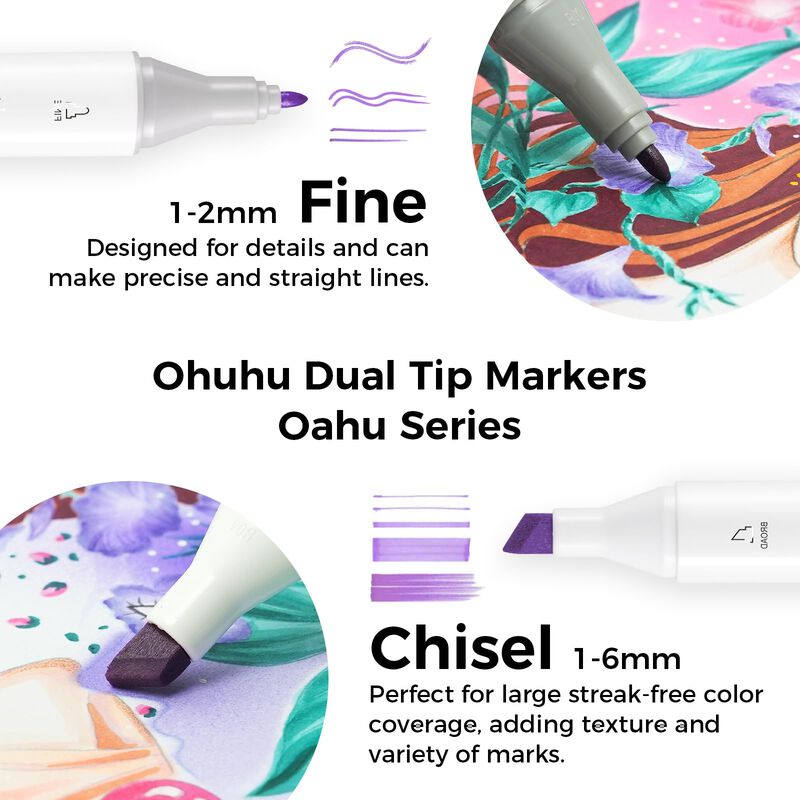 Art Markers Ohuhu Alcohol, 320 Colores, Cincel ... image number null