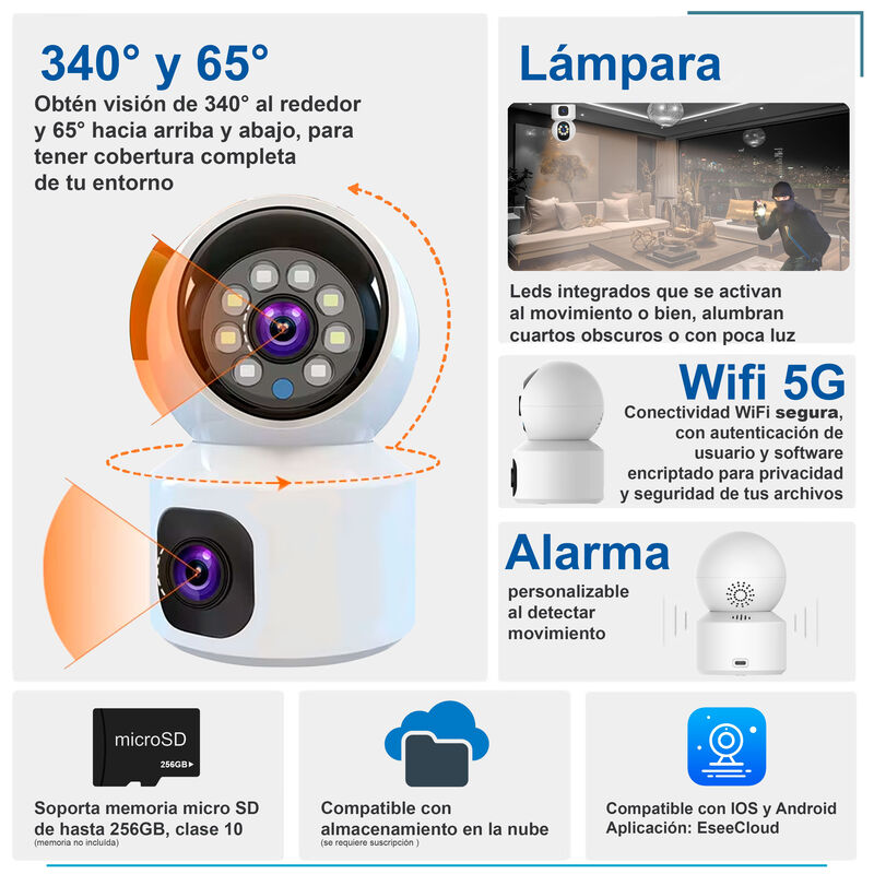 VAK Video C&aacute;mara de seguridad Doble lente W10 w... image number null