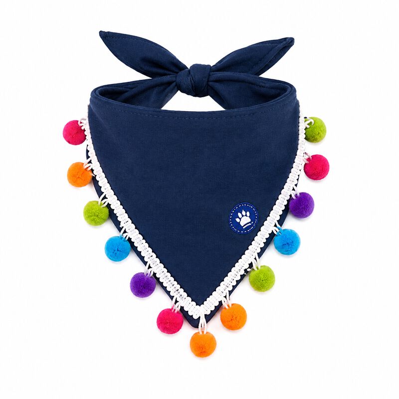 Paliacate Perro Boho Mezclilla Pompones Talla M... image number null