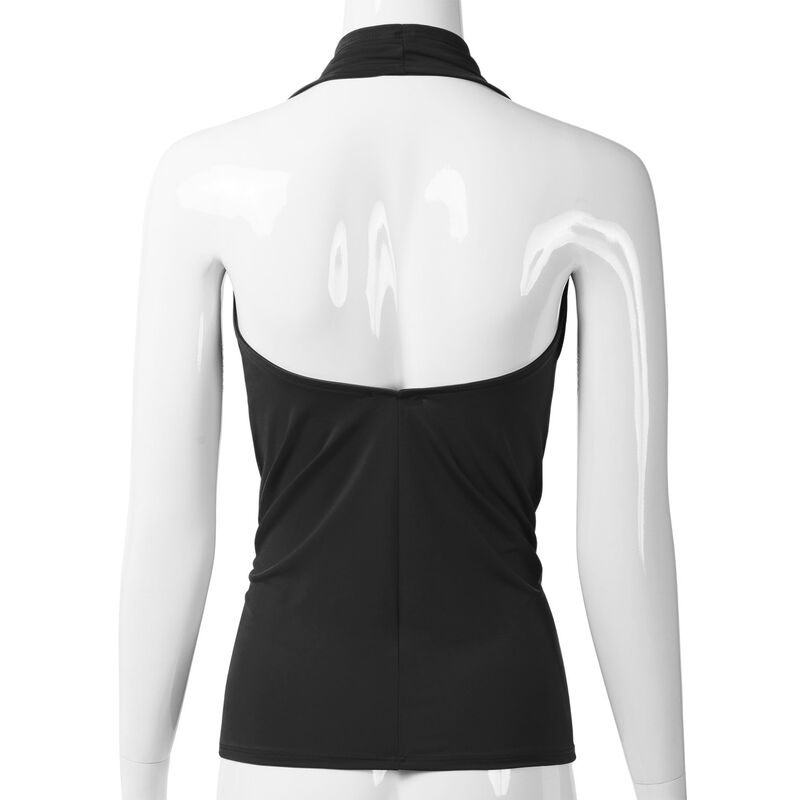 Top sin Mangas Eimin Halter Drapeado Negro Tall... image number null