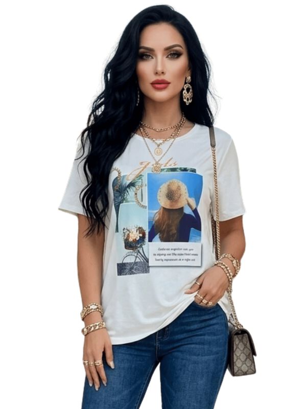 Blusa Casual Estampada Malabis Bl-1042 Blanco image number null