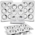 Molde para Muffins P&P Chef, 6 Cavidades, Acero Inoxidable (Pack de 4)