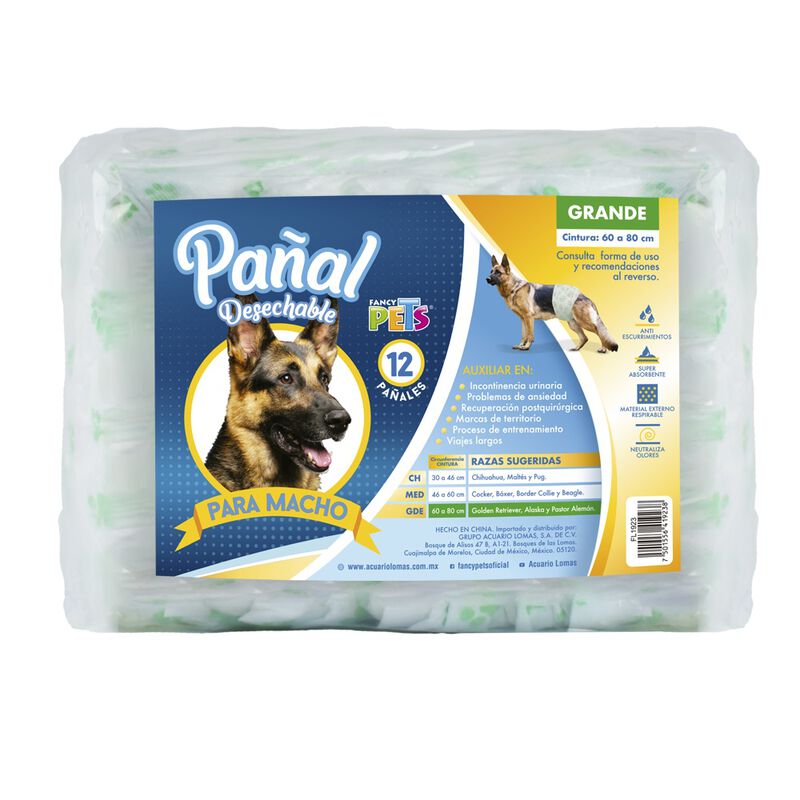 Dry Pet Pa&ntilde;al para Perro Macho Tama&ntilde;o Grande co... image number null