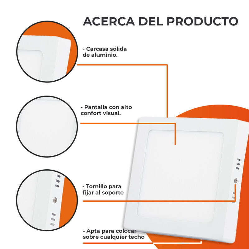 Lampara Sobreponer Techo Blanco 12w Luz D&iacute;a 12p... image number null