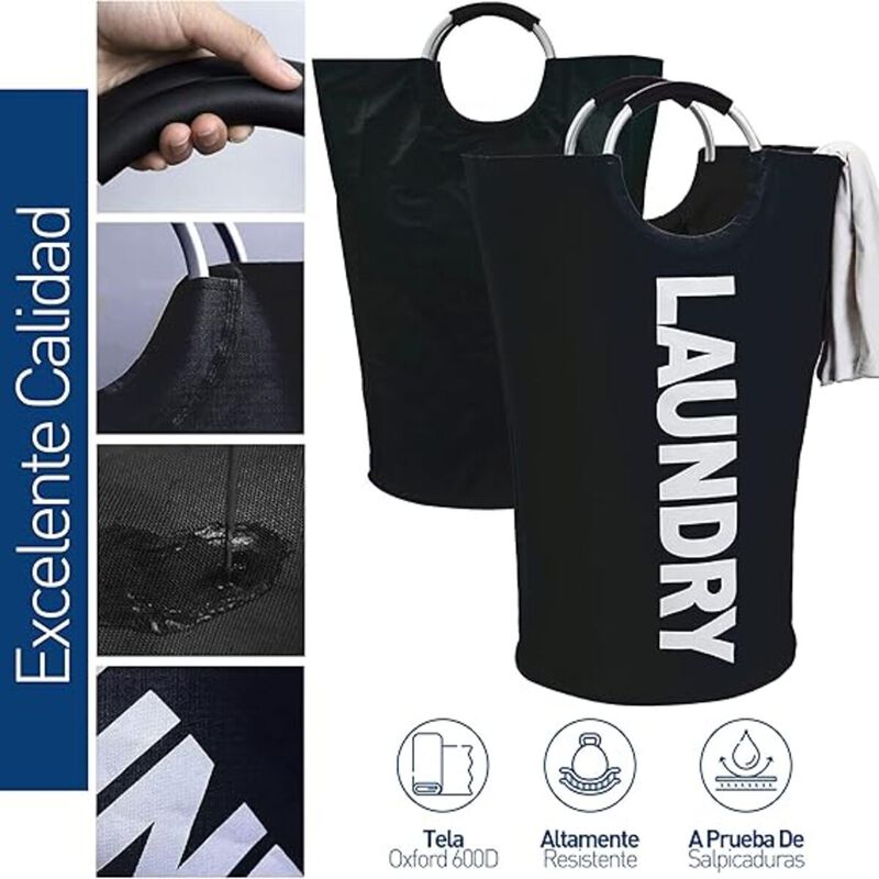 Cesto Negro de Ropa Sucia Plegable Bluelander image number null