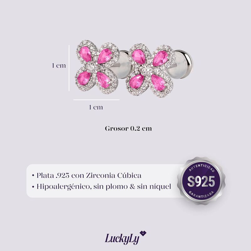 Aretes Aina LuckyLy Plata .925 con Zirconia C&uacute;b... image number null