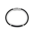 Pulsera De Acero Y Piel En Color Negro