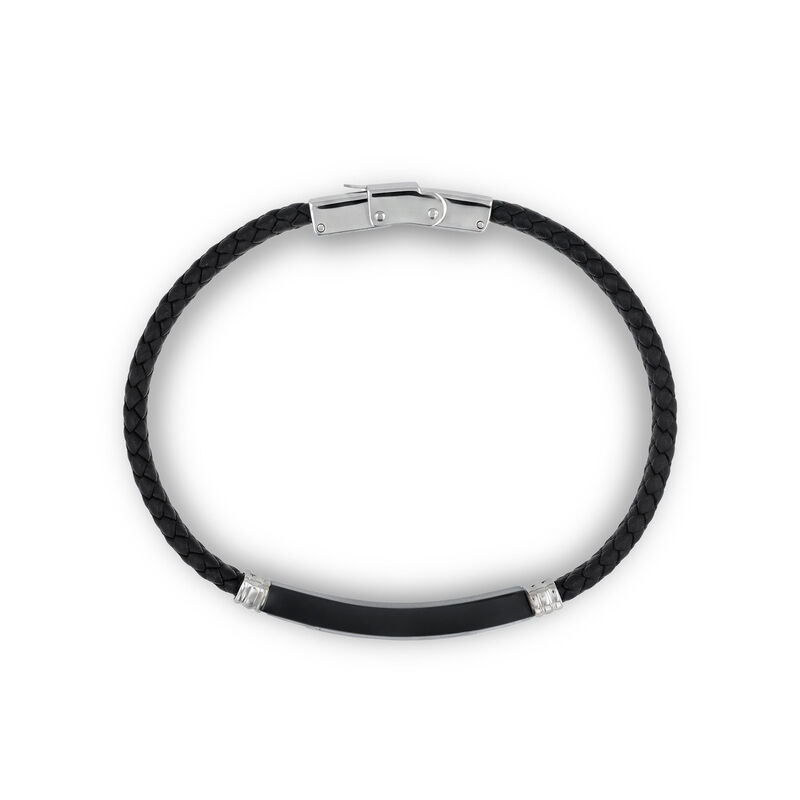 Pulsera De Acero Y Piel En Color Negro image number null