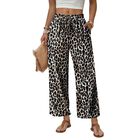 Pantalones Wiholl de Pierna Ancha de Lino Estampado Leopardo XL