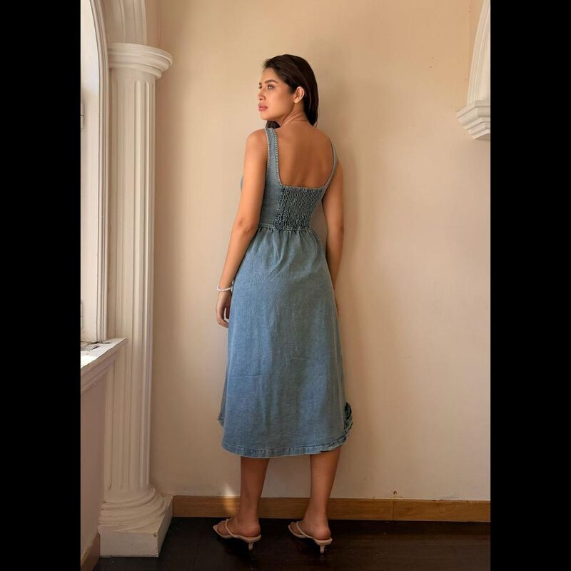 Vestido De Tirantes De Mezclilla Con Botones image number null
