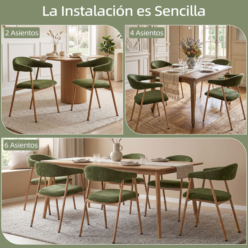 Juego De 2 Sillas De Comedor Modernas Verde Pat... image number null