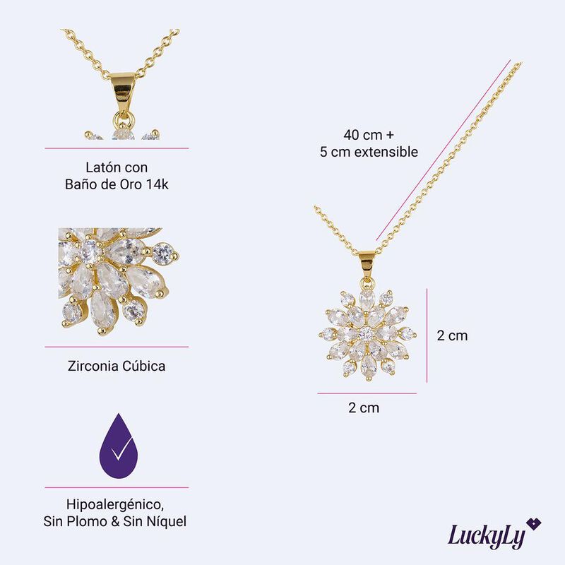 Collar Mujer Oro 14k Zirconia C&uacute;bica Regalos Na... image number null