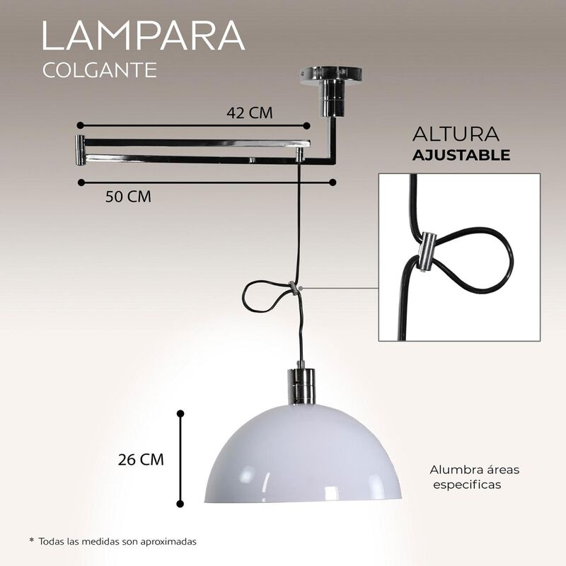 Lampara Candil Movible de 1 Luz Ajustable Blanc... image number null