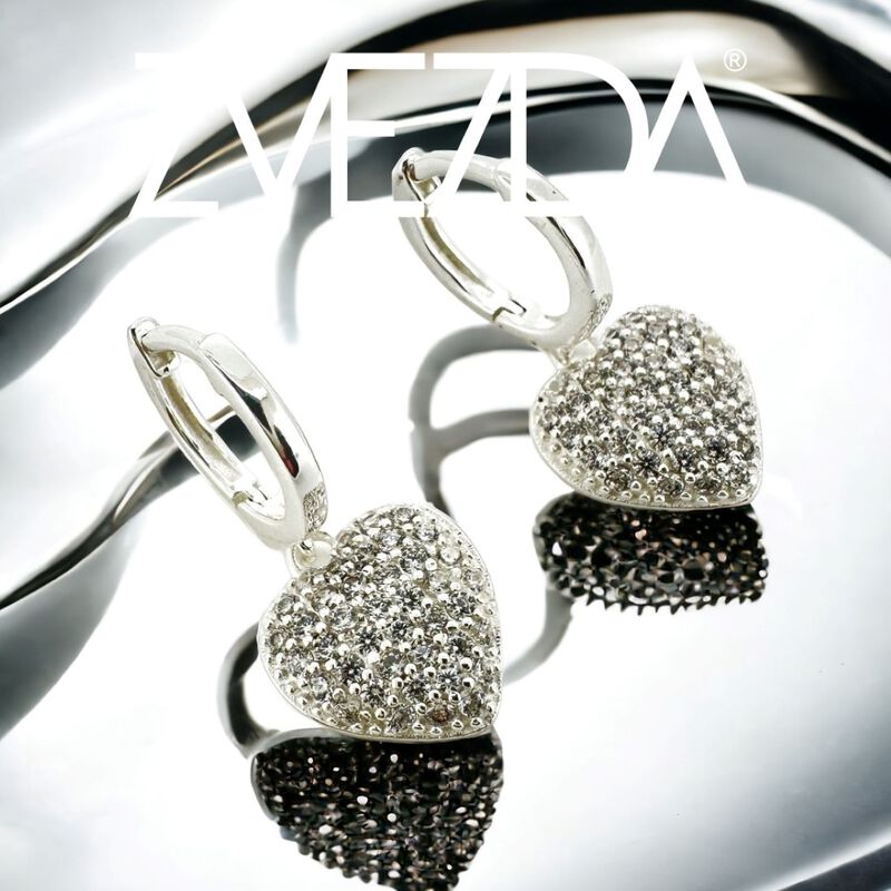 Collar y aretes Coraz&oacute;n con plata .925 Zvezda image number null