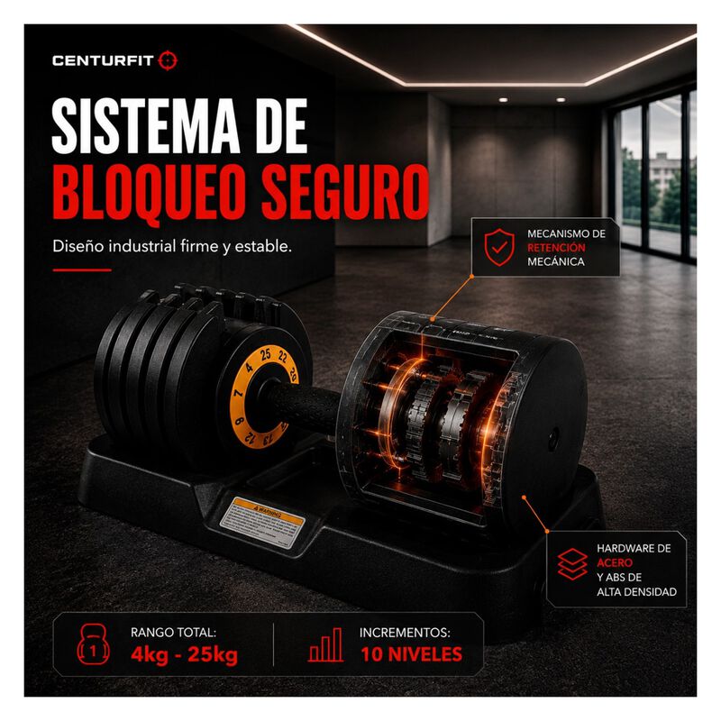Mancuerna Pesa Ajustable 25kg 10 Ajustes Discos... image number null