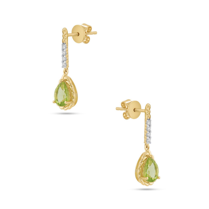 Aretes Oro Amarillo 10k Diamante Peridot Fino |... image number null