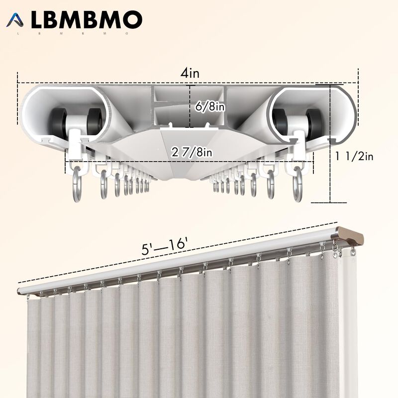 Riel Doble Para Cortinas Lbmbmo 1,5‑4,9 m Blanc... image number null