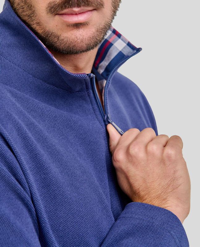 Pijama con Cremallera a Cuadros Marino image number null