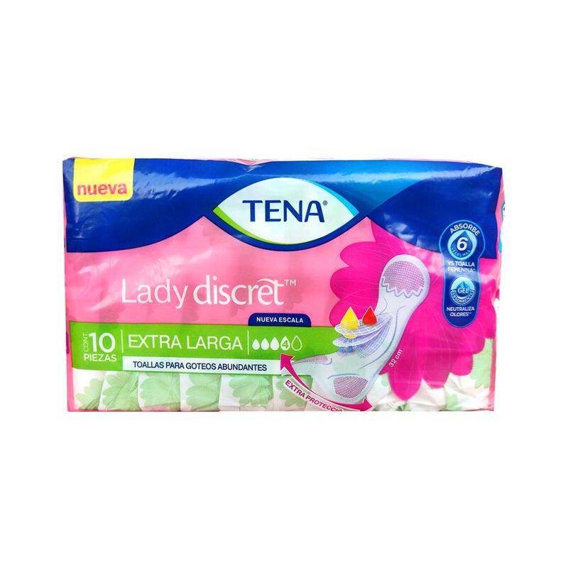 Toallas Tena Lady Discret Extra Larga 10 Piezas image number null