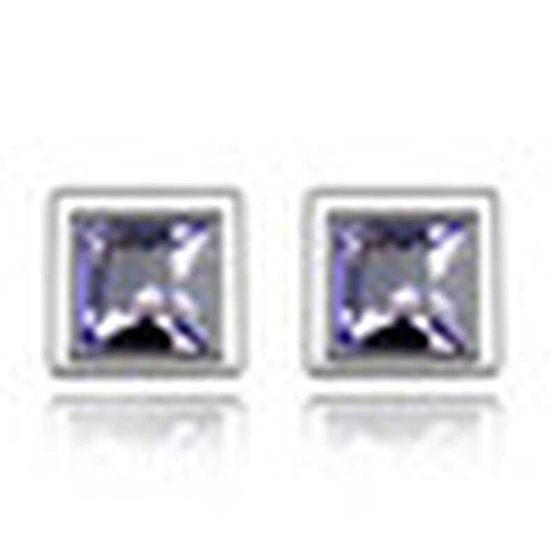 Aretes en Baño de Oro Blanco de 18K de Cuadro c... image number null