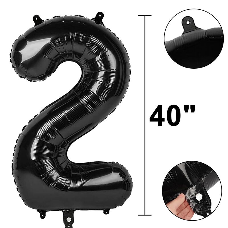 Globo Kelfuoya 102 cm Negro N&uacute;mero 2 De Foil image number null