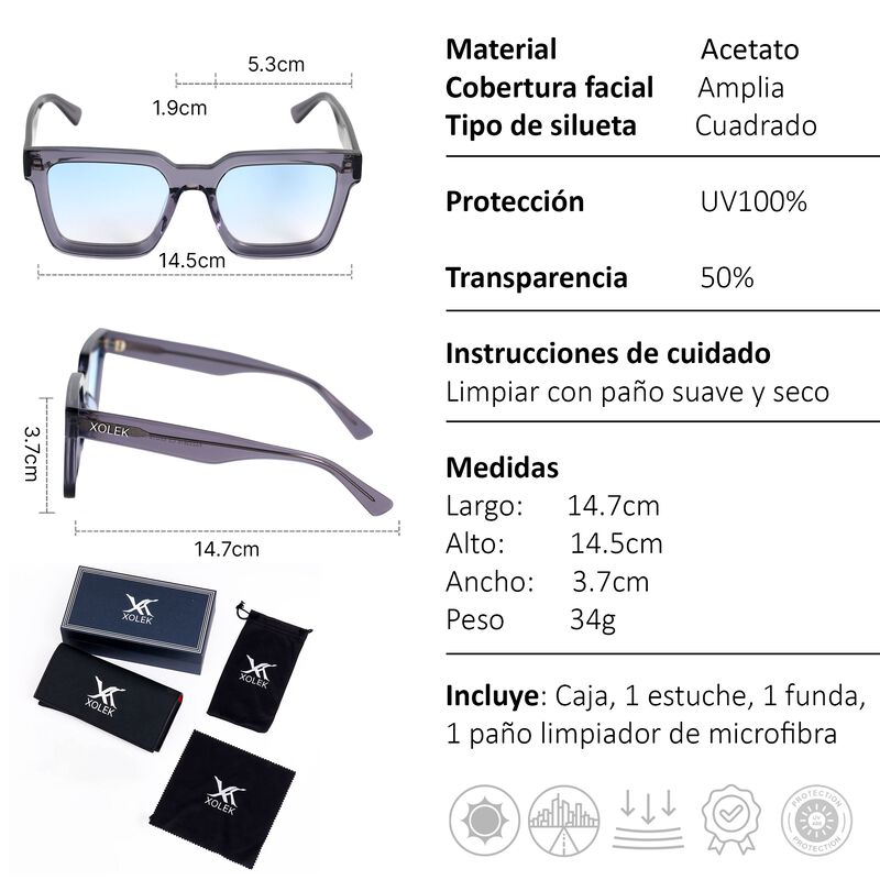 Lentes De Sol Xolek 108 Acetato Cr39 Rb UV tota... image number null
