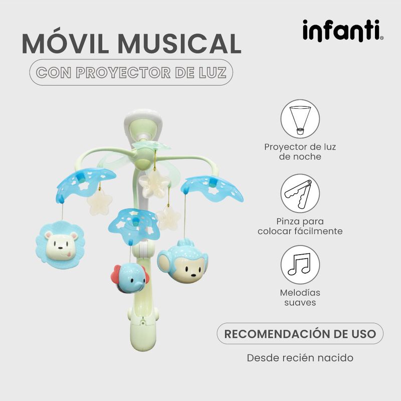 M&oacute;vil De Cuna Musical Con Proyector De Luz image number null