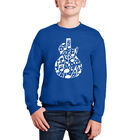 Sudadera De Cuello Redondo Word Art Para Ni&ntilde;o - Guitarra Con Notas Musicales - Azul Rey