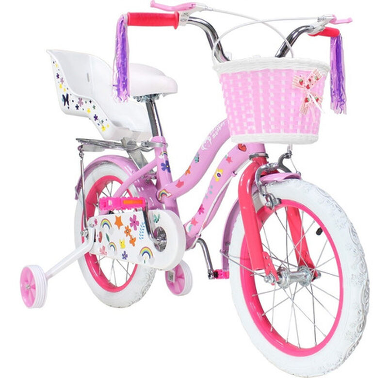 Bicicleta Rosa Infantil R16 Para Ni&ntilde;a + Canasta... image number null