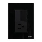 Placa Armada Cristal IGOTO CRIS1002-2002 con 1 apag sencillo y 1 contacto de 1.5 módulos COLOR NEGRO