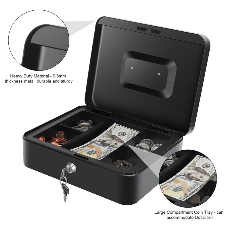 Caja De Dinero Goehiaul 25x20x9 Cm Negra Con Ba... image number null