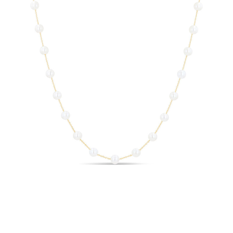 Collar Oro Amarillo 14k Con Perla Blanca 46 Cm image number null