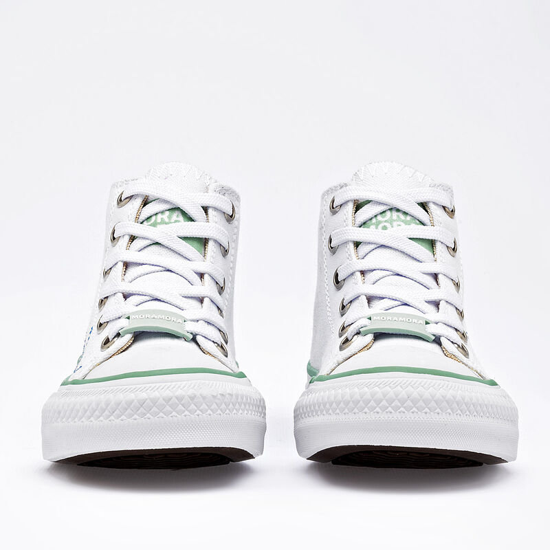 Moramora tenis para ni&ntilde;a blanco verde cod 14068... image number null