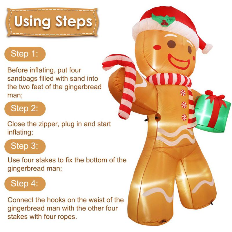 Gingerbread Man Aerwo Inflable Navide&ntilde;o De 8 Pi... image number null