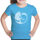 Camiseta Word Art Para Ni&ntilde;a - Gato Yin Yang - Turquesa